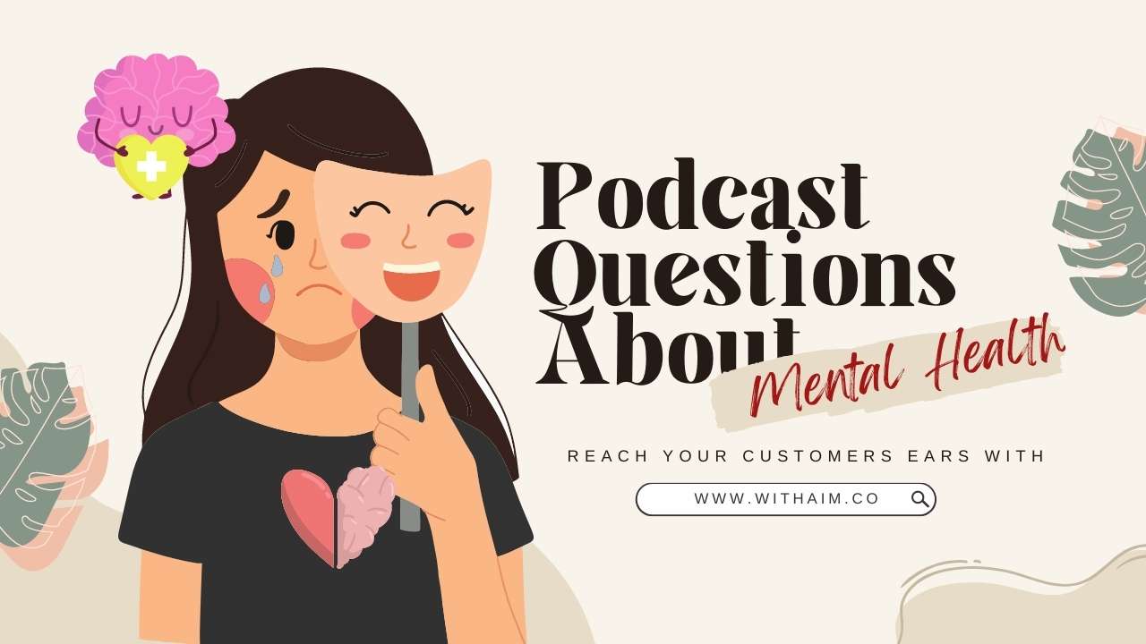 Illustration of podcast questions about mental health